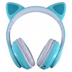 Goodtek 頭戴式貓耳藍芽耳機 BT389 RGB燈光 藍牙5.0 TF卡 可折疊, 綠色