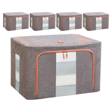 hillo 프리미엄 린넨 리빙박스, 그레이, 5개