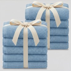 Tamsaa 經典緞帶包裝飯店毛巾 200g 40支, 10個, 藍色