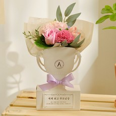 ASPASIA 香皂康乃馨獎盃錢盒 + 提袋, 粉色