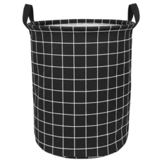 UdiLife 優的生活大師 平帆系 格紋圓形收納籃 厚磅帆布, 顏色隨機, 1個