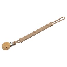 OhBabyLying 矽膠奶嘴鏈 卡其色 柔軟矽膠材質,櫸木夾扣,不易掉落, 無奶嘴, 1條