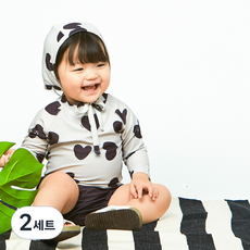 Babyan 嬰心炭色泳衣M號+三角褲型泳池尿布S號(~9公斤)套裝