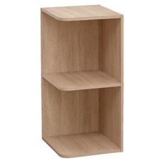 LiFArt 日系簡約雙層角落收納櫃 經典橡木色, 28.2 x 28.2 x 60cm