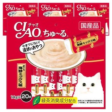 챠오츄르 고양이 짜먹는 간식, 혼합맛(참치/해산물), 14g, 4개