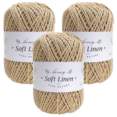 Knitt 70克柔軟亞麻針織紗, 306米色, 3個