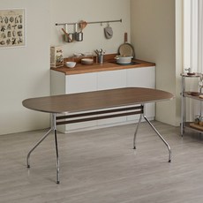 퍼니코 오프 타원형 식탁 테이블 1800 방문설치, 뉴 월넛, 4인용