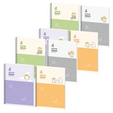 POPO FANCY Haemchi 智慧4格數學練習本, 灰色, 橘色, 綠色, 紫色, 2套