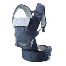POGNAE NO.5+ Light 輕量型機能揹巾 + 竹纖維口水巾組 超強護腰設計 0~36個月 椅凳、揹帶三合一組合, 29 × 21 × 32cm, 復刻牛仔藍