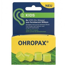 OHROPAX 安耳悠 KIDS 矽膠耳塞 綠色, 1盒, 4組