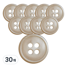 Button King 東大門鈕扣王 高級真貝殼一般邊框鈕扣 11.5mm, TR 米色, 30個