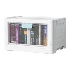 雙開門摺疊收納箱 雙向取物 底部滾輪, 大號(38 x 27.5 x 23cm), 藍色, 1個