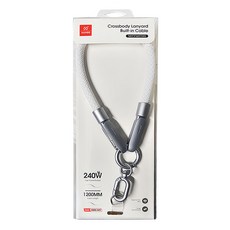 XUNDD 訊迪 極速 240W 手機頸掛編織傳輸充線 Type-C to Type-C, 120cm, 白色, 1條