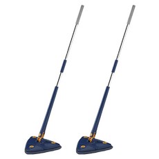 免手洗三角拖把 360°旋轉設計 加長手桿 乾濕兩用 加厚加密超細纖維拖布, 2組, 130cm