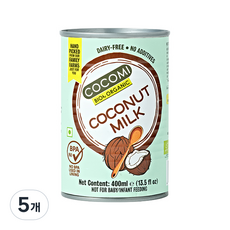 COCOMI 유기농 코코넛 밀크, 400ml, 5개