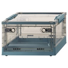 Mega 莫蘭迪雙開式可折疊滑輪收納箱 27L, 茶藍色, 1個