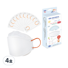 PERFECT 普惠醫工 韓版KF94魚型4D立體幼幼醫用口罩, 天使白, 10片, 4盒
