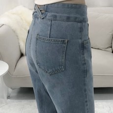 PEONIST 女款腰部亮點寬版牛仔褲