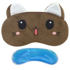 Easy Warm幸福貓咪涼感眼罩 棕色, 1件, 1個
