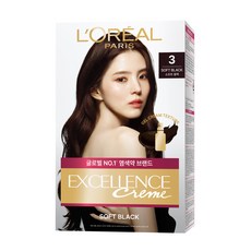 로레알파리 엑셀랑스 크림 빗캡으로 간편한 새치염색 염모제, 3호 소프트 블랙, 1개