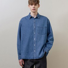 시티보이 남성용 시티보이 오버핏 워싱 데님 셔츠