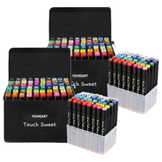 Young Art 藝術記號筆 60 色 + pp 筆筒套裝黑色, 60色, 2個