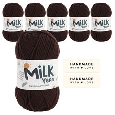 니뜨 밀크얀 뜨개실 50g x 3p + 코튼라벨 세트, 2세트, 16다크브라운