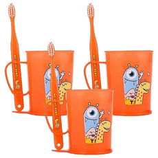 WEDENT 威登 兒童用百變牙刷 + 漱口杯組 3~5歲用 橘色, 3套