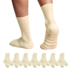 里圖 透氣涼感運動中筒襪, 奶油黃, 7個