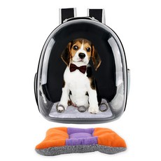 DOG-i 透明太空艙寵物後背包 + 坐墊, 黑色