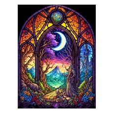 알로데 수중 세계 벽 장식 보석십자수 DIY 키트 라운드 70 x 90 cm, NO 01, 1세트