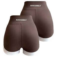 SUNERMELY 收腹提臀鯊魚褲 Set 2件, 滌綸 氨綸, 大碼 (65-85kg), 大碼 65-85kg，腰圍64 臀圍 76 腿圍46 褲長32, 咖啡色, 1組