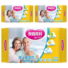 奈森克林 成人柔濕巾 純水99.9% 80抽 加厚型, 1入, 3包