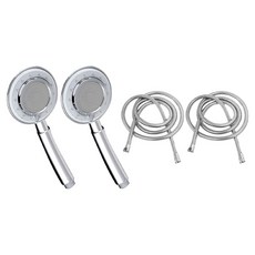 리빙이프 3기능 마사지샤워기 헤드 + 샤워줄 2m 세트, 2개, 실버