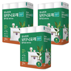 mona LISa. Botanic Forest白色天然紙漿3層Deco高級捲筒衛生紙, 30捲, 3袋