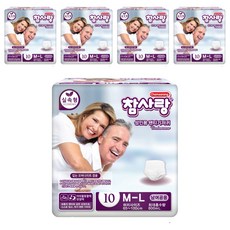 참사랑 남여공용 실속 팬티형 성인 기저귀, 중형, 10매입, 5개