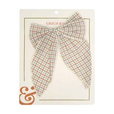 Grech&Co 蝴蝶結造型髮夾，布金屬材質, 細格紋, 大