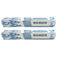加倍鮮 食品級鋁箔紙 安全無毒 易切割、好抽拉、不回捲 烤箱、烤爐、包裝食物多用途, 25公尺, 2捲