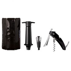 VacuVin 軟冰桶 + 開酒瓶塞注酒抽真空組, 黑色, 4個