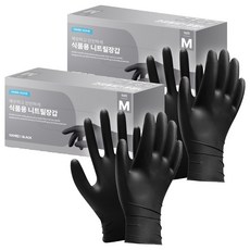 INNER HOME 丁腈手套 100入, 黑色, 中(M), 2個