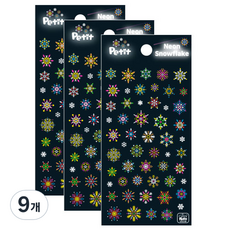 Petit 季節貼紙 冬季 霓虹雪花 DA5548, 9個, 混合顏色