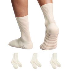 里圖 透氣涼感運動中筒襪, 奶油色, 3個
