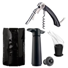 vacu vin 軟冰桶 + 開酒注酒抽真空組, 黑色, 5個