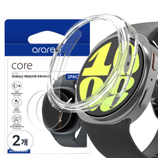 아라리 갤럭시워치 투명 PC 케이스 + 9H 고강도 풀커버 강화유리 액정보호필름 2p 세트, 2개