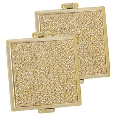 迷宮線水晶石金色方形緊湊型鏡子, 2個, 黃金