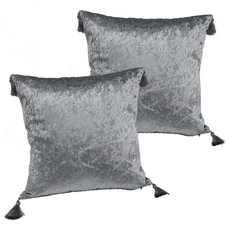 J&N 閃亮流蘇抱枕 2入組 45 x 45cm 灰色 居家裝飾 柔軟舒適