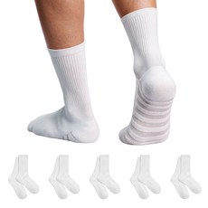 里圖 透氣涼感運動中筒襪, 白色, 5個