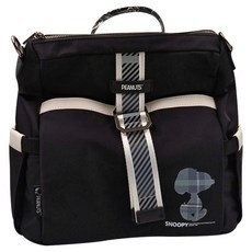 SNOOPY 史努比 後背包 時尚格紋款, 黑色