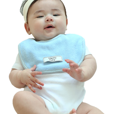 MerryTune 幼兒Logo布標輕柔款圍兜, 寶寶藍色, 1個, 1個