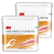 3M 雙線細滑牙線棒, 9.2cm, 124支, 2盒